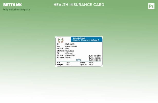 Модерен стил Шаблон за картичка за здравствено осигурување на Мадагаскар